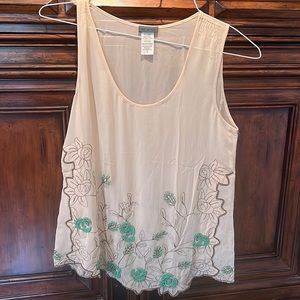 Anthropologie cream with beading delicate top size S